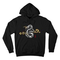 Back Print White Dragon Japanese Culture Good Luck Auspicious Hoodie