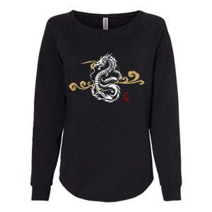 Back Print White Dragon Japanese Culture Good Luck Auspicious Womens California Wash Sweatshirt