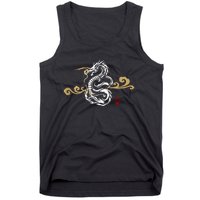 Back Print White Dragon Japanese Culture Good Luck Auspicious Tank Top