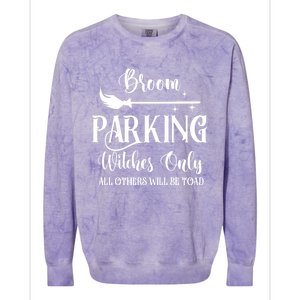 Broom Parking Witches Only Spooky Halloween Novelty Item Gift Colorblast Crewneck Sweatshirt