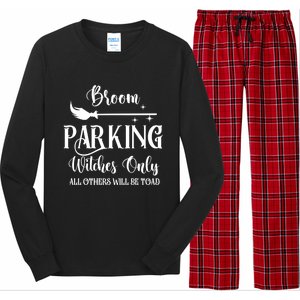 Broom Parking Witches Only Spooky Halloween Novelty Item Gift Long Sleeve Pajama Set