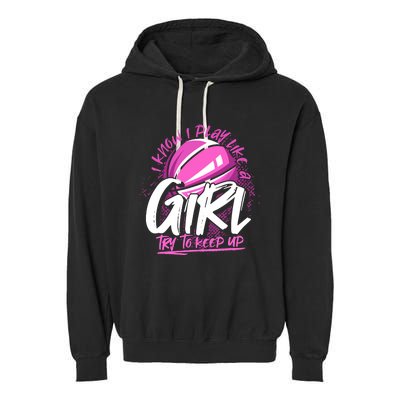 Basketball Player Wo Girl Sport Funny Basketball Garment-Dyed Fleece Hoodie