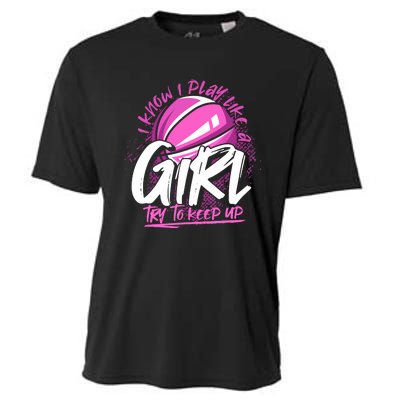 Basketball Player Wo Girl Sport Funny Basketball Cooling Performance Crew T-Shirt