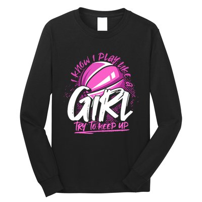 Basketball Player Wo Girl Sport Funny Basketball Long Sleeve Shirt