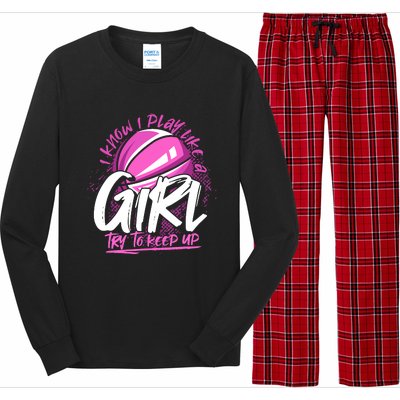 Basketball Player Wo Girl Sport Funny Basketball Long Sleeve Pajama Set