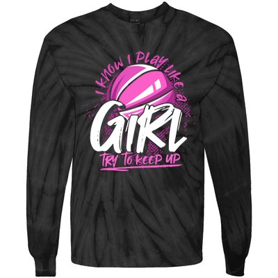 Basketball Player Wo Girl Sport Funny Basketball Tie-Dye Long Sleeve Shirt