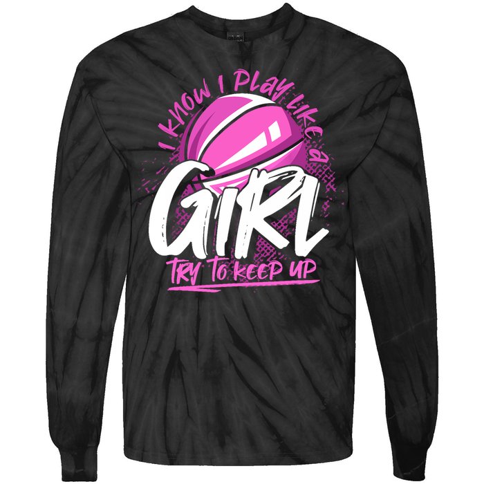 Basketball Player Wo Girl Sport Funny Basketball Tie-Dye Long Sleeve Shirt