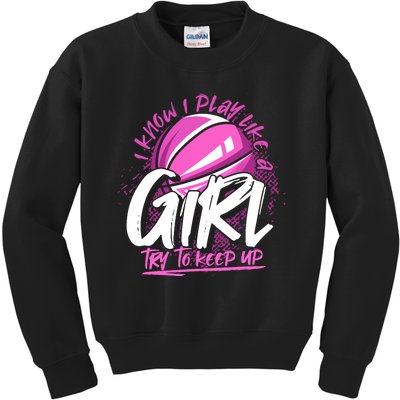 Basketball Player Wo Girl Sport Funny Basketball Kids Sweatshirt