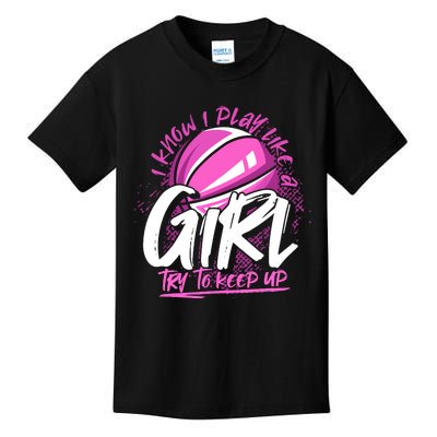 Basketball Player Wo Girl Sport Funny Basketball Kids T-Shirt