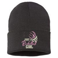 Basketball Player Women Just A Basketball Girl Basketball Sustainable Knit Beanie