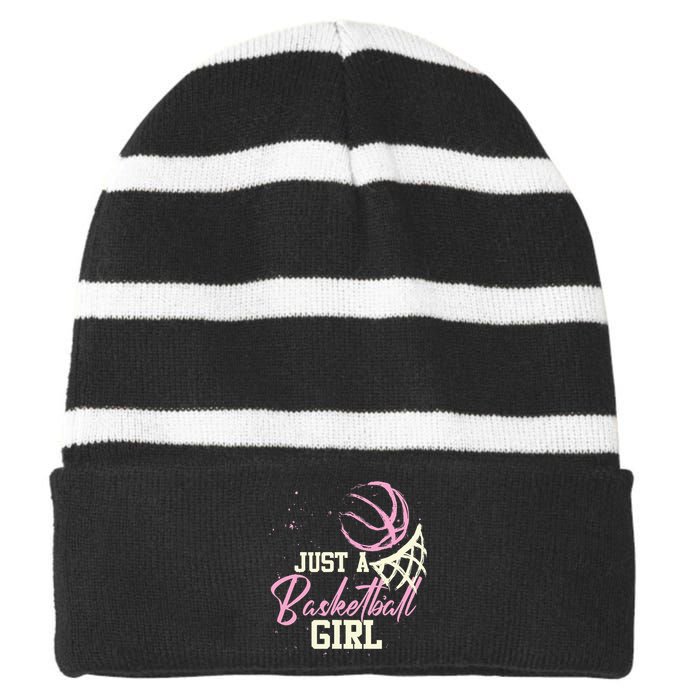 Basketball Player Women Just A Basketball Girl Basketball Striped Beanie with Solid Band