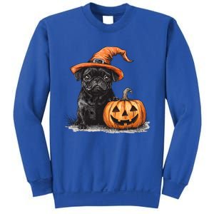 Black Pug With Witch Hat And Pumpkin Halloween Pug Mom Dog Cool Gift Sweatshirt