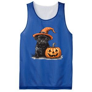 Black Pug With Witch Hat And Pumpkin Halloween Pug Mom Dog Cool Gift Mesh Reversible Basketball Jersey Tank