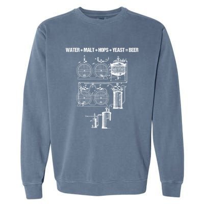 Beer Production Water Malt Hops Yeast Equals Craft Beer Cute Gift Garment-Dyed Sweatshirt