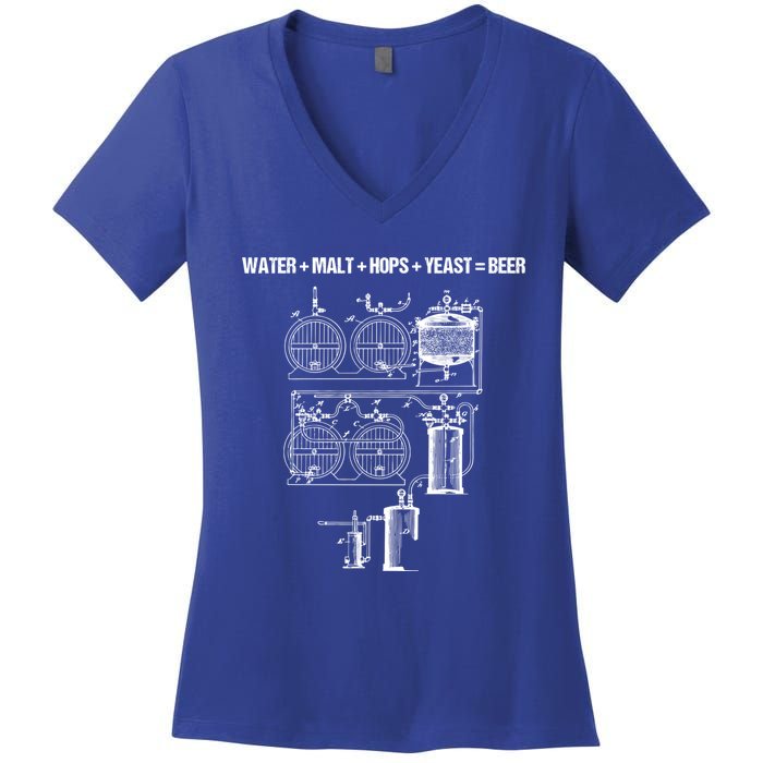 Beer Production Water Malt Hops Yeast Equals Craft Beer Cute Gift Women's V-Neck T-Shirt