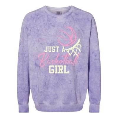 Basketball Player Women Just A Basketball Girl Basketball Colorblast Crewneck Sweatshirt