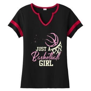 Basketball Player Women Just A Basketball Girl Basketball Ladies Halftime Notch Neck Tee