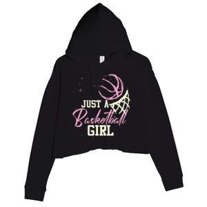 Basketball Player Women Just A Basketball Girl Basketball Crop Fleece Hoodie