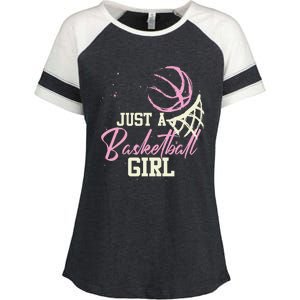 Basketball Player Women Just A Basketball Girl Basketball Enza Ladies Jersey Colorblock Tee