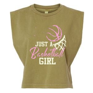 Basketball Player Women Just A Basketball Girl Basketball Garment-Dyed Women's Muscle Tee