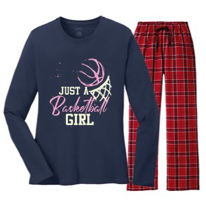 Basketball Player Women Just A Basketball Girl Basketball Women's Long Sleeve Flannel Pajama Set 