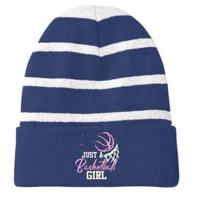 Basketball Player Women Just A Basketball Girl Basketball Striped Beanie with Solid Band