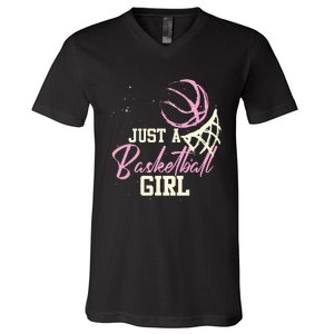 Basketball Player Women Just A Basketball Girl Basketball V-Neck T-Shirt