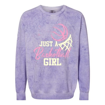 Basketball Player Wo Just A Basketball Girl Basketball Colorblast Crewneck Sweatshirt