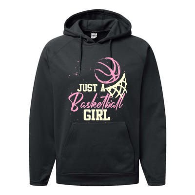 Basketball Player Wo Just A Basketball Girl Basketball Performance Fleece Hoodie