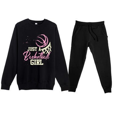 Basketball Player Wo Just A Basketball Girl Basketball Premium Crewneck Sweatsuit Set