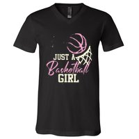 Basketball Player Women Just A Basketball Girl Basketball V-Neck T-Shirt