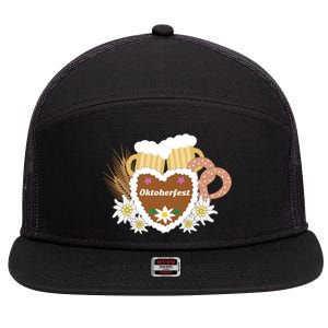 Beer Pretzel Wheat Oktoberfest Ing Gery Funny Gift 7 Panel Mesh Trucker Snapback Hat