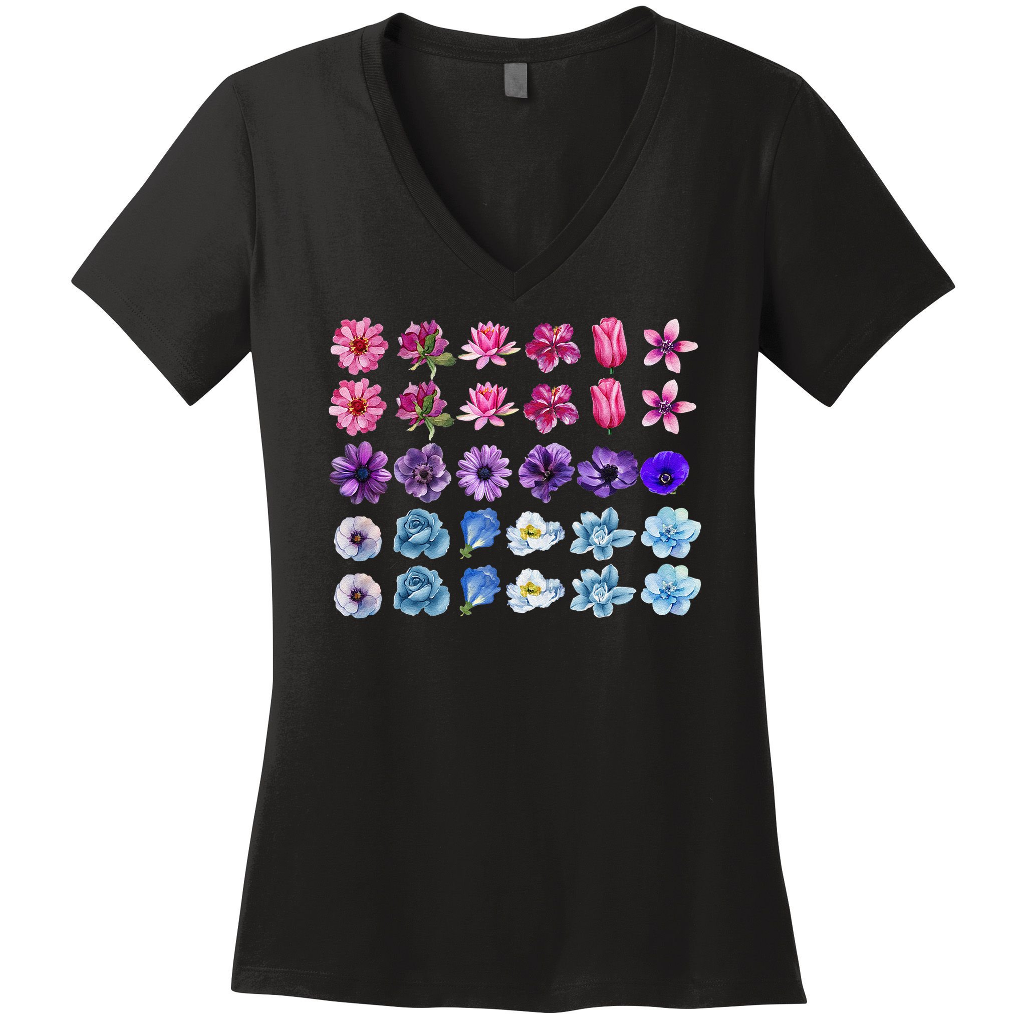 Bisexual Pride Wildflower Bi Lgbt Month Floral Rainbow Women's V-Neck T-Shirt