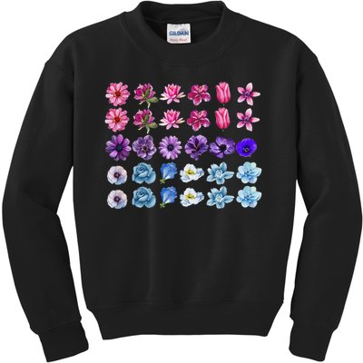 Bisexual Pride Wildflower Bi Lgbt Month Floral Rainbow Kids Sweatshirt