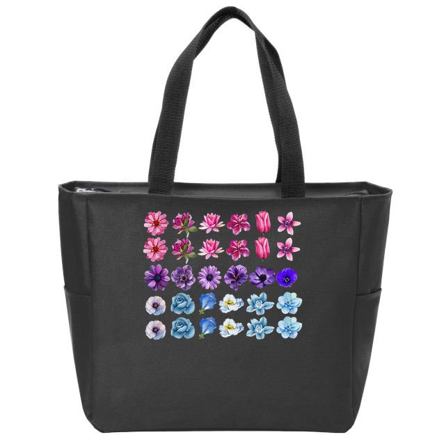 Bisexual Pride Wildflower Bi Lgbt Month Floral Rainbow Zip Tote Bag
