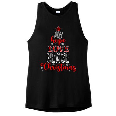 Buffalo Plaid Xmas Joy Hope Love Peace Christmas Pajama Cute Gift Ladies PosiCharge Tri-Blend Wicking Tank