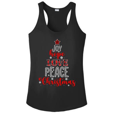 Buffalo Plaid Xmas Joy Hope Love Peace Christmas Pajama Cute Gift Ladies PosiCharge Competitor Racerback Tank