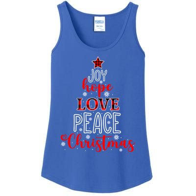 Buffalo Plaid Xmas Joy Hope Love Peace Christmas Pajama Cute Gift Ladies Essential Tank