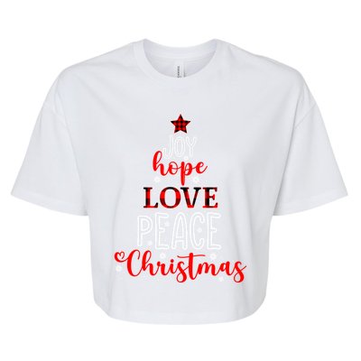 Buffalo Plaid Xmas Joy Hope Love Peace Christmas Pajama Cute Gift Bella+Canvas Jersey Crop Tee