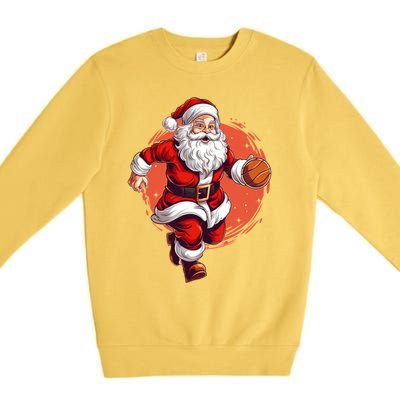 Basketball Player Xmas Santa Playing Basketball Christmas Gift Premium Crewneck Sweatshirt