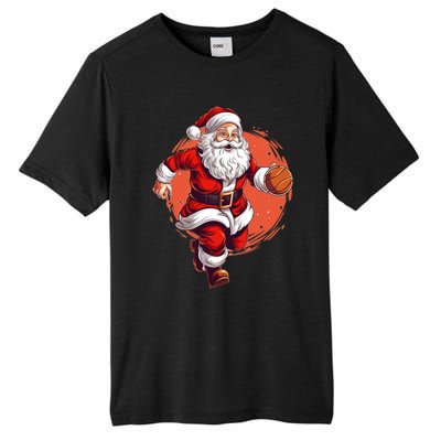 Basketball Player Xmas Santa Playing Basketball Christmas Gift Tall Fusion ChromaSoft Performance T-Shirt