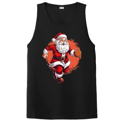 Basketball Player Xmas Santa Playing Basketball Christmas Gift PosiCharge Competitor Tank