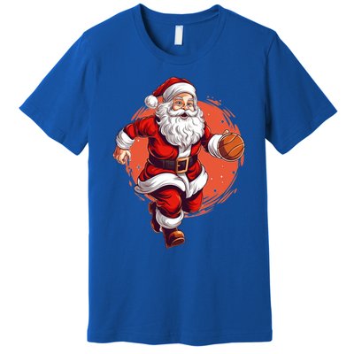 Basketball Player Xmas Santa Playing Basketball Christmas Gift Premium T-Shirt