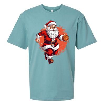 Basketball Player Xmas Santa Playing Basketball Christmas Gift Sueded Cloud Jersey T-Shirt