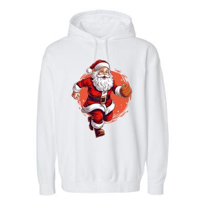 Basketball Player Xmas Santa Playing Basketball Christmas Gift Garment-Dyed Fleece Hoodie