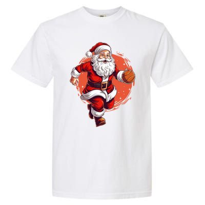 Basketball Player Xmas Santa Playing Basketball Christmas Gift Garment-Dyed Heavyweight T-Shirt