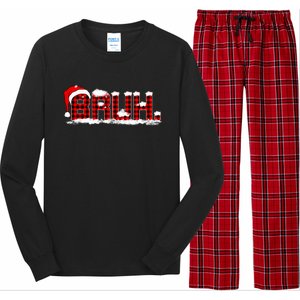 Bruh Plaid Xmas Funny Christmas Pajamas Long Sleeve Pajama Set