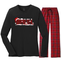 Bruh Plaid Xmas Funny Christmas Pajamas Women's Long Sleeve Flannel Pajama Set 