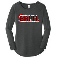 Bruh Plaid Xmas Funny Christmas Pajamas Women's Perfect Tri Tunic Long Sleeve Shirt