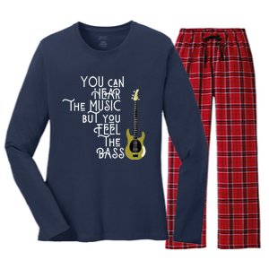 Bass Player You Can Hear The Music But You Feel The Bass Women's Long Sleeve Flannel Pajama Set 